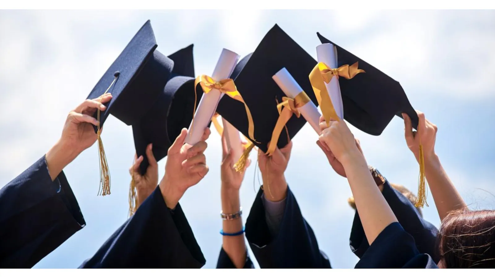 Two University of  students on graduation day.